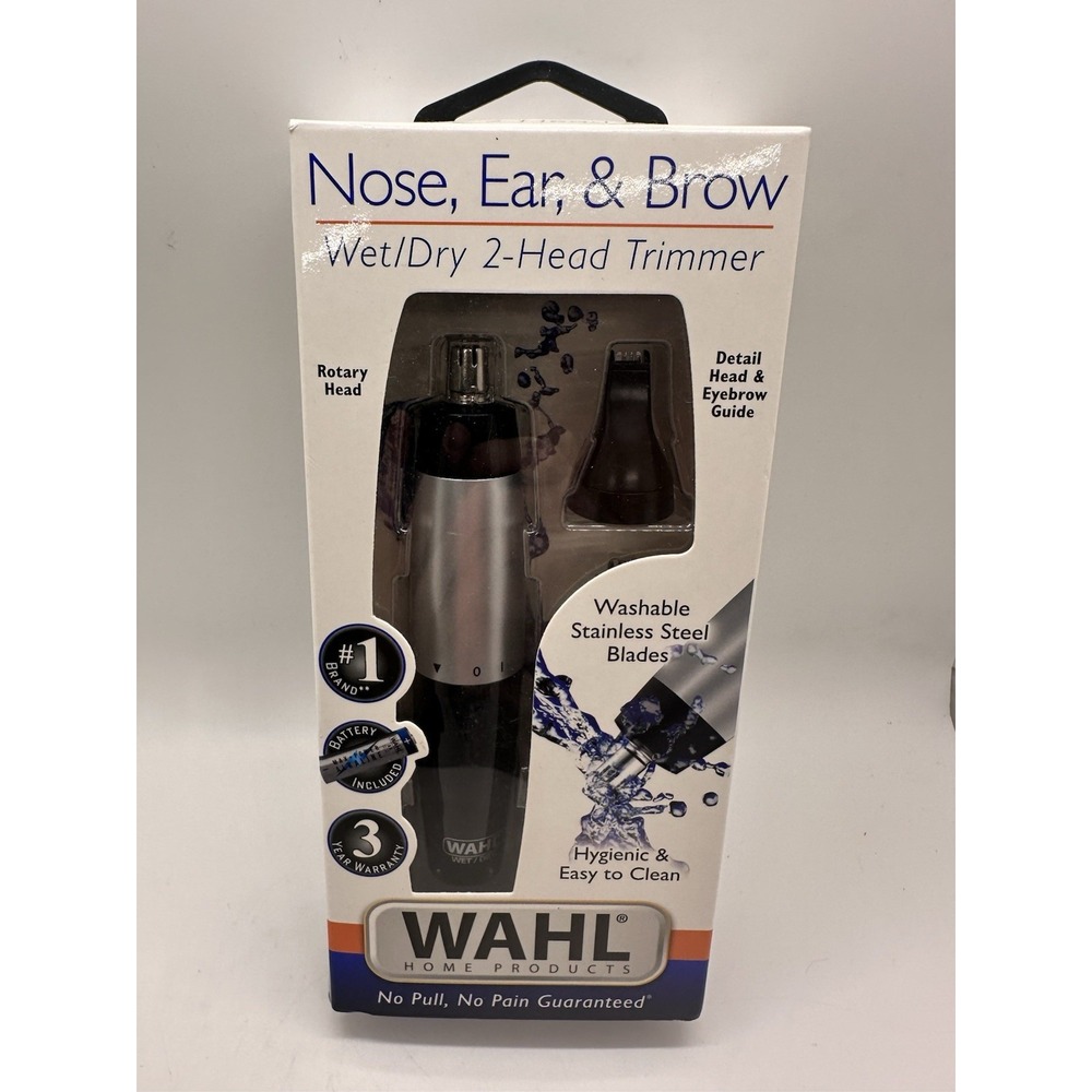 WAHL Nose Ear‎ Eyebrow Neckline Wet/Dry BATTERY Precision 2-HEAD Rotary TRIMMER